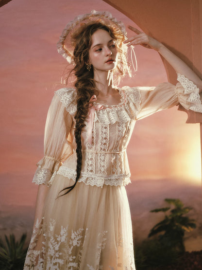 Liberty Letter French Lace Peter Pan Collar Shirt