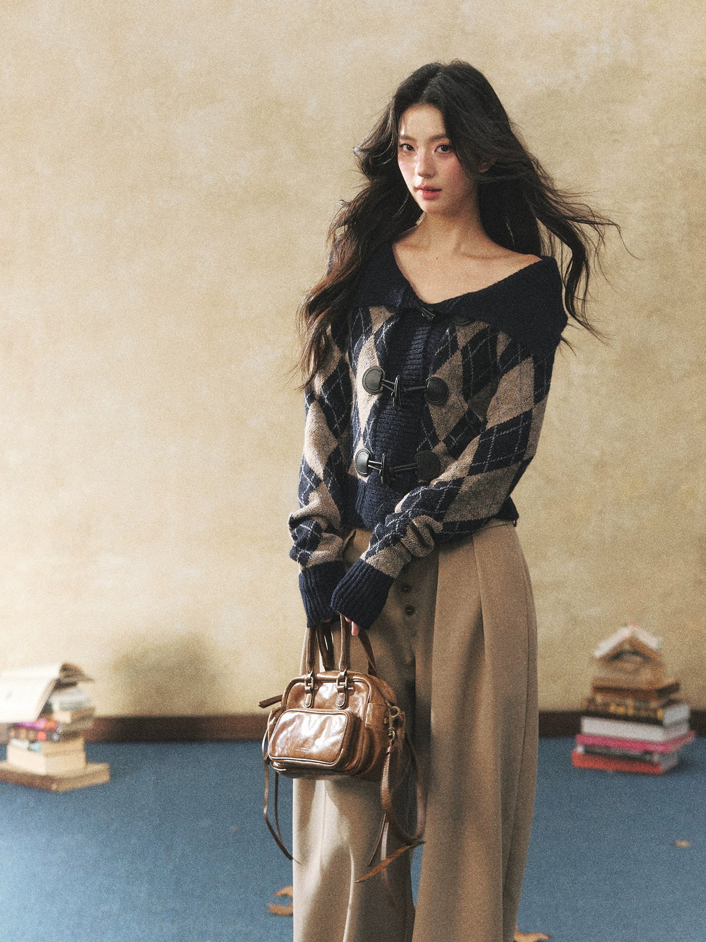 Vintage Two-Tone Toggle Knit Sweater