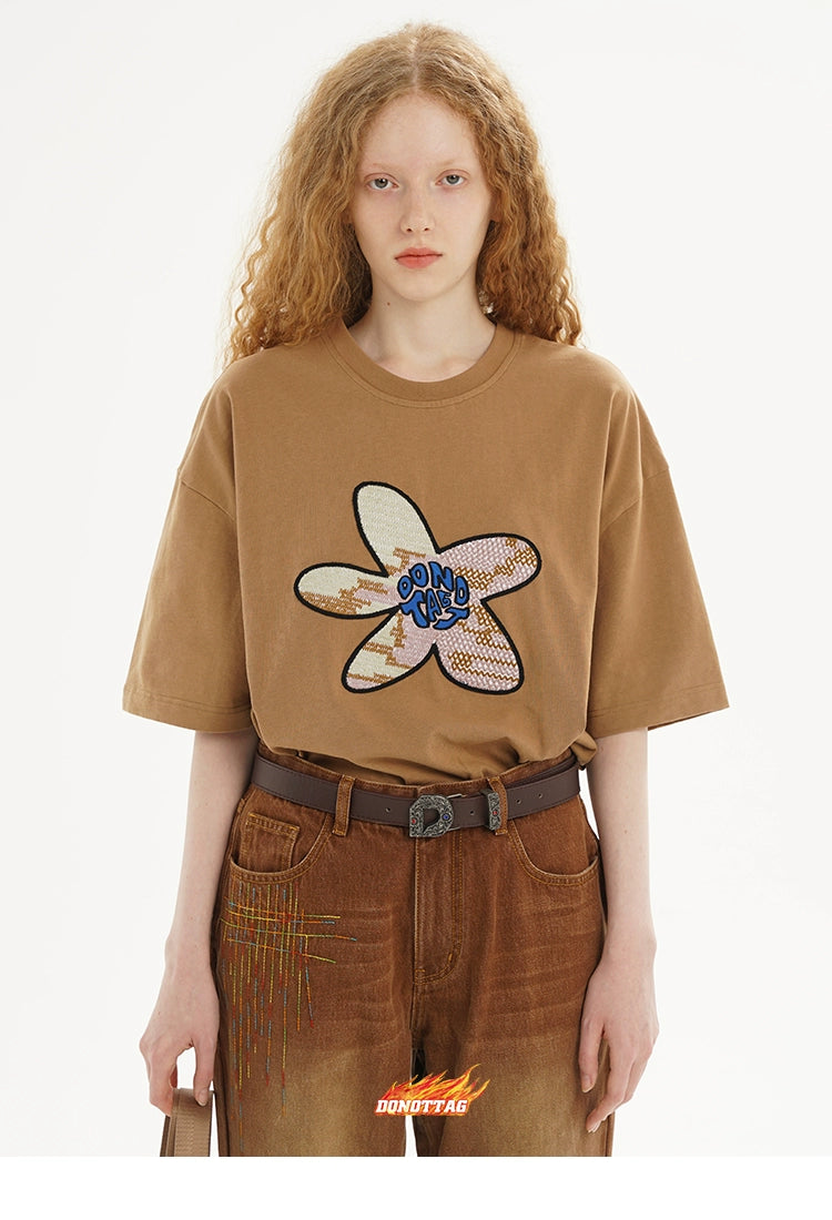 Flower Printed Oversized T-shirt - CHINASQUAD