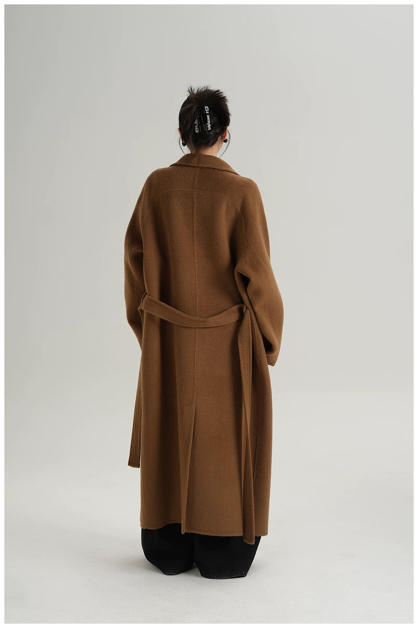Armor-Collar Long Wool Coat