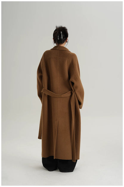 Armor-Collar Long Wool Coat