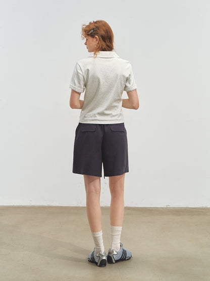 Striped Lace Short-Sleeve Polo Neck T-Shirt - CHINASQUAD