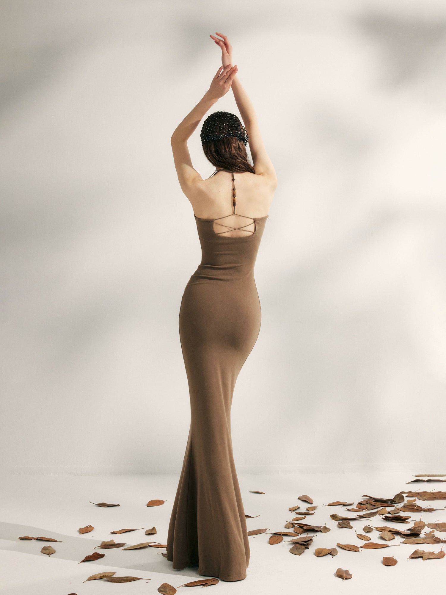 Jasmine Beaded Halter Knit Mermaid Dress