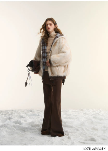 Asgony Asymmetric Layered Flare Knit Pants