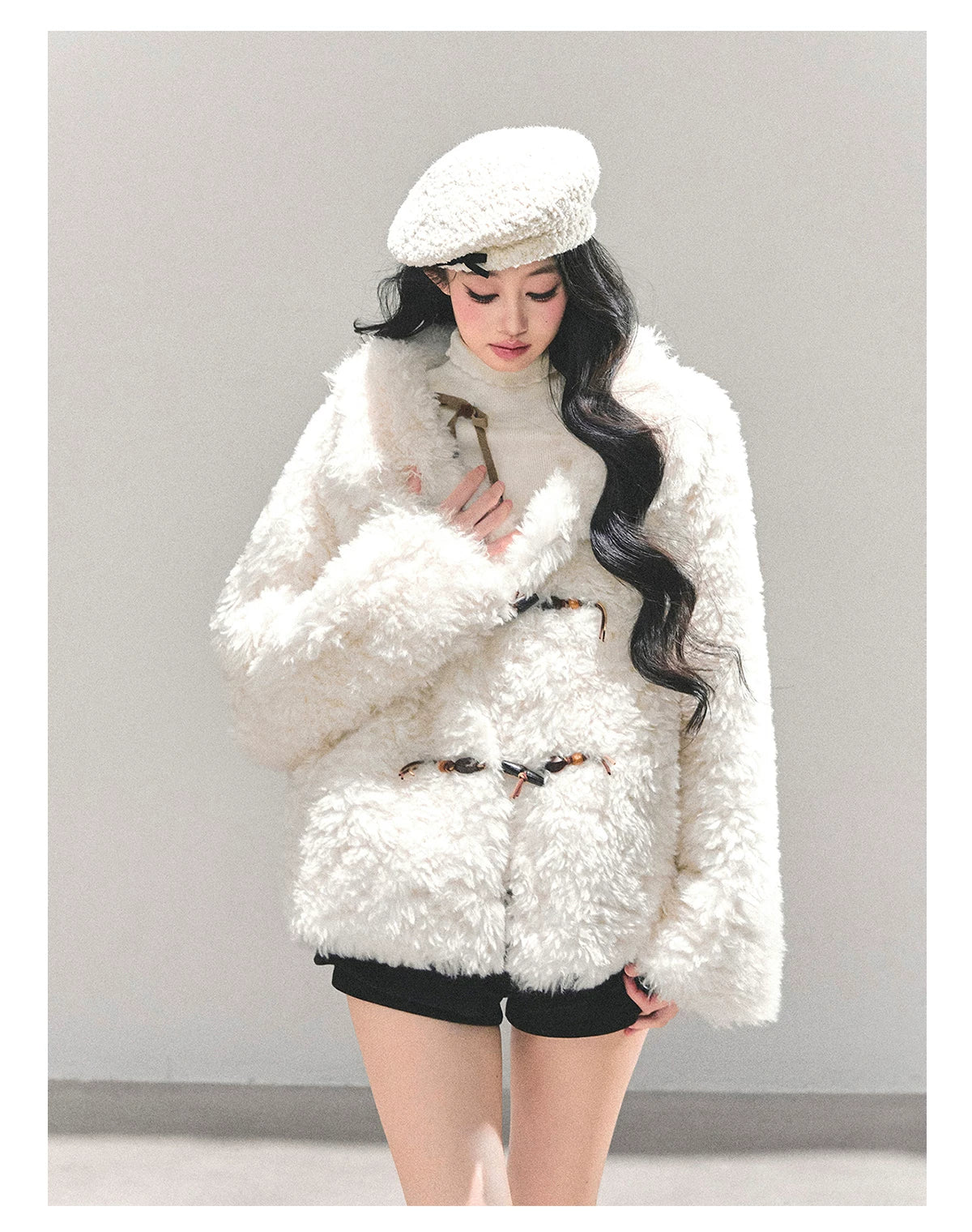 Soft Snow Shearling Fur-Trimmed Jacket