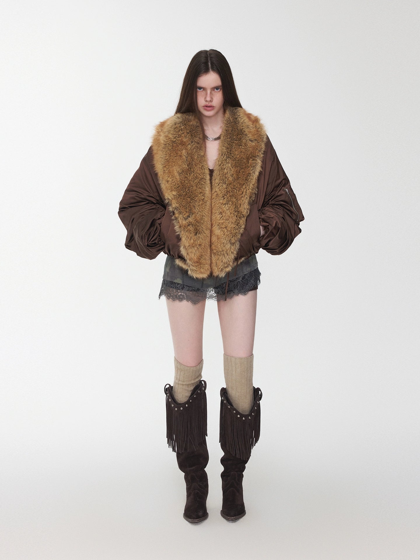 Pointed-Toe Studded Tassel Martin Boots