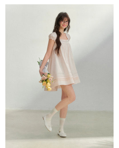 Embroidered Lace Patchwork Babydoll Dress