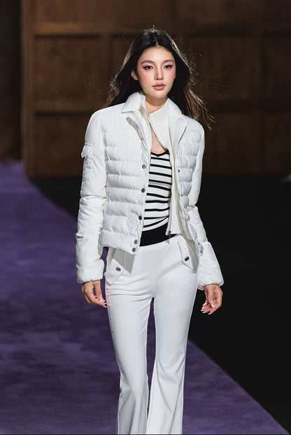 High-Neck Fitted Lightweight Down Jacket