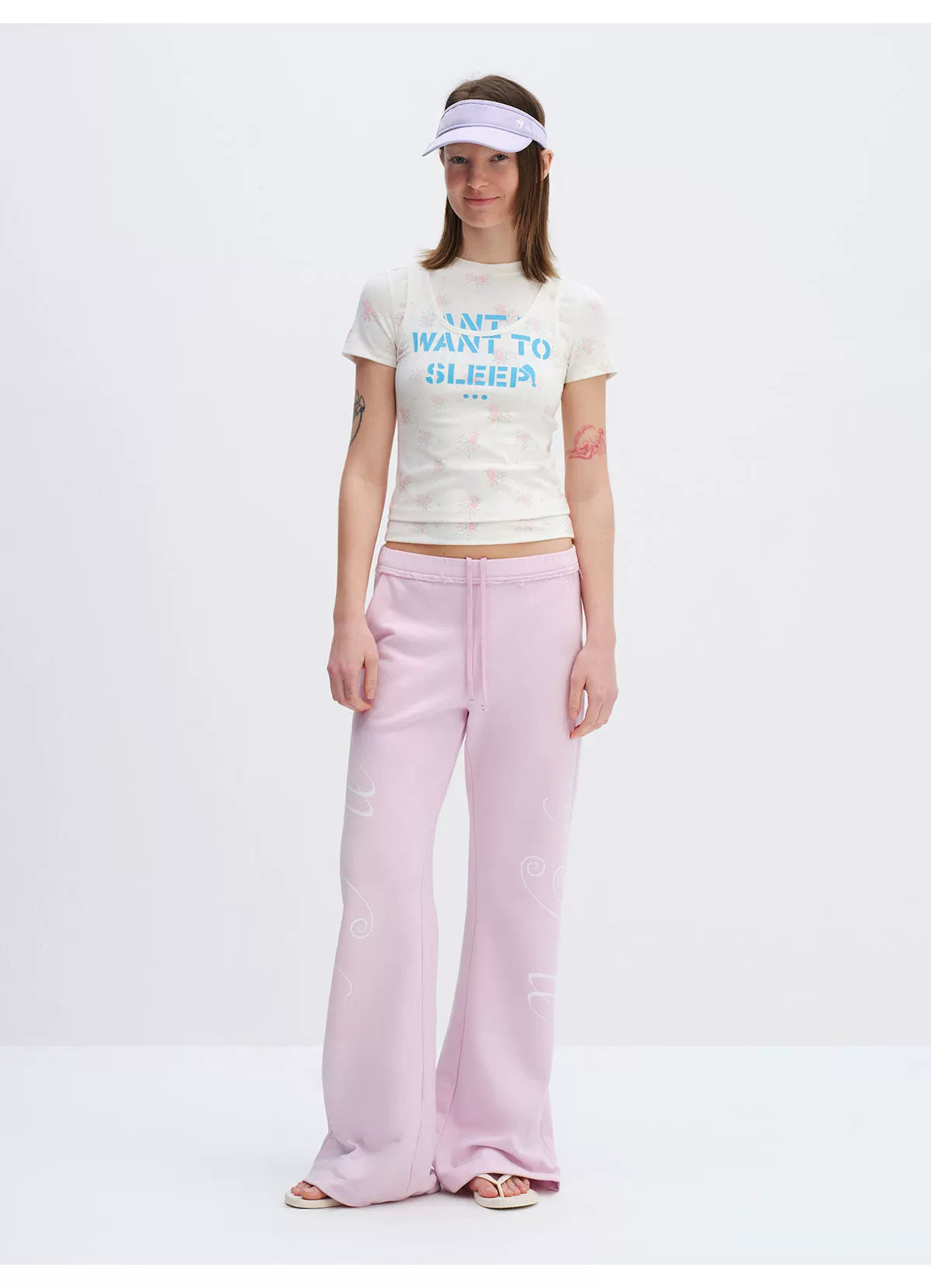 Rebel Script Print Relaxed Flared Sweatpants