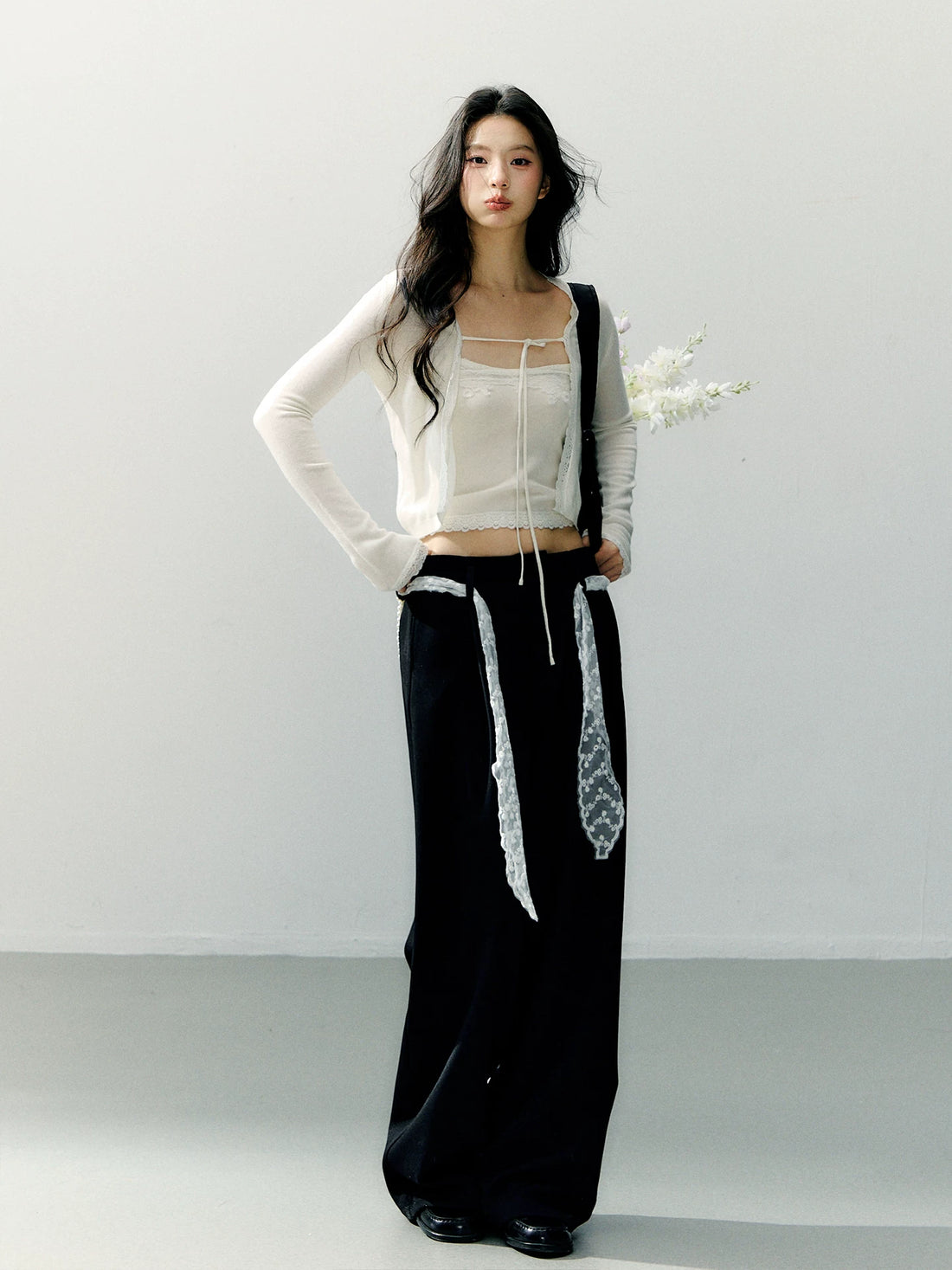 Sheer Shirt &amp; Inner Layer Two-Piece Set