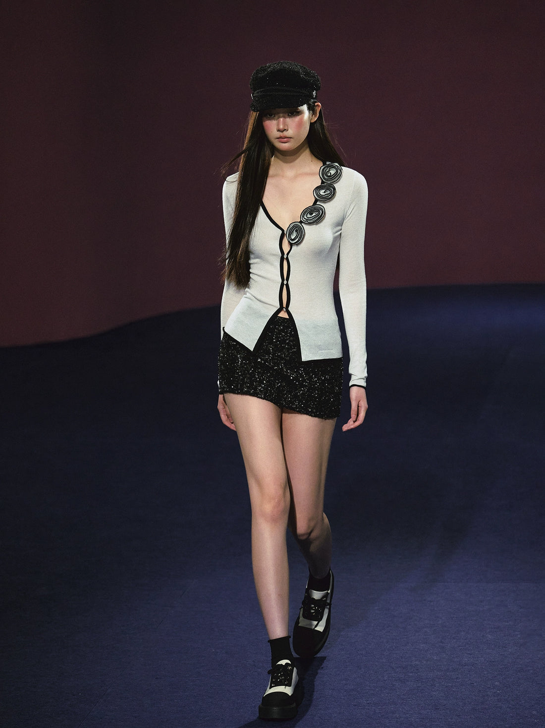 3D Rose Appliqué Sheer Knit Cardigan - CHINASQUAD