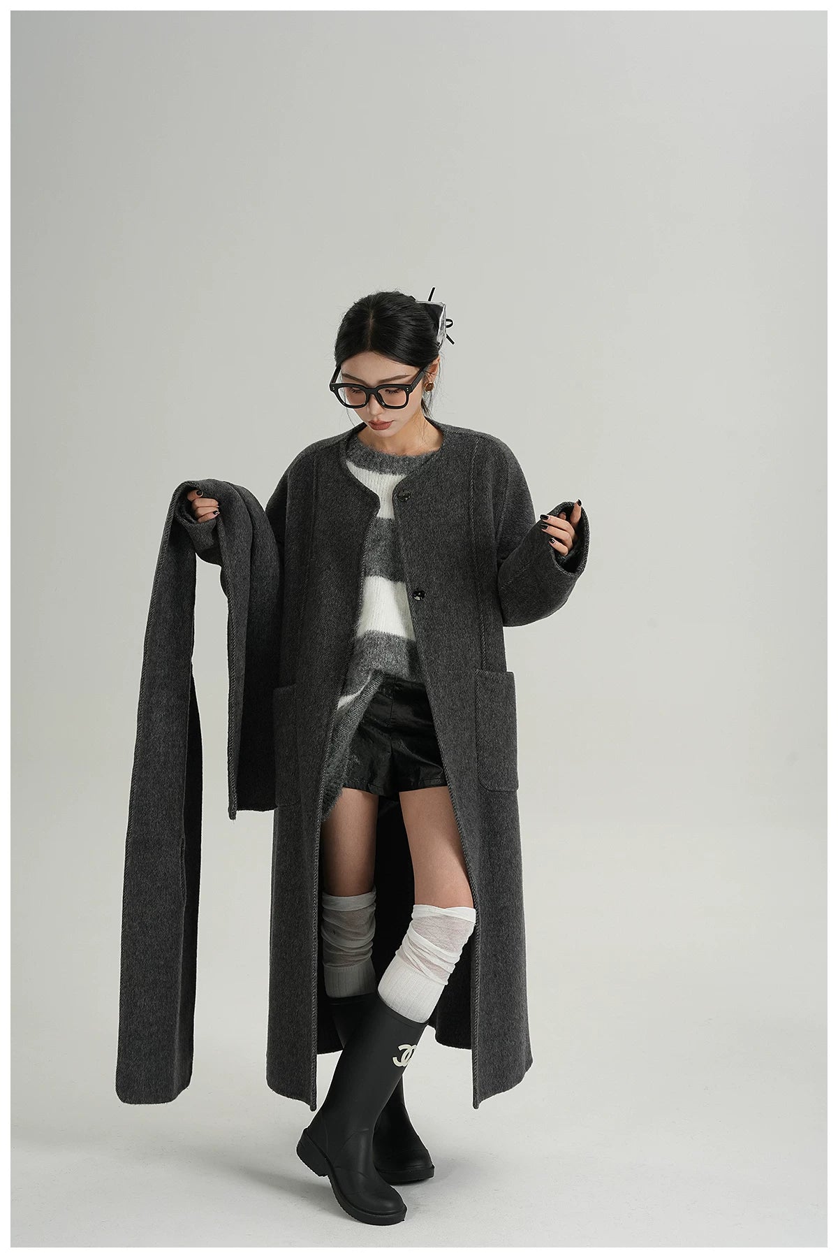 Cape-Style Oversized Long Wool Coat