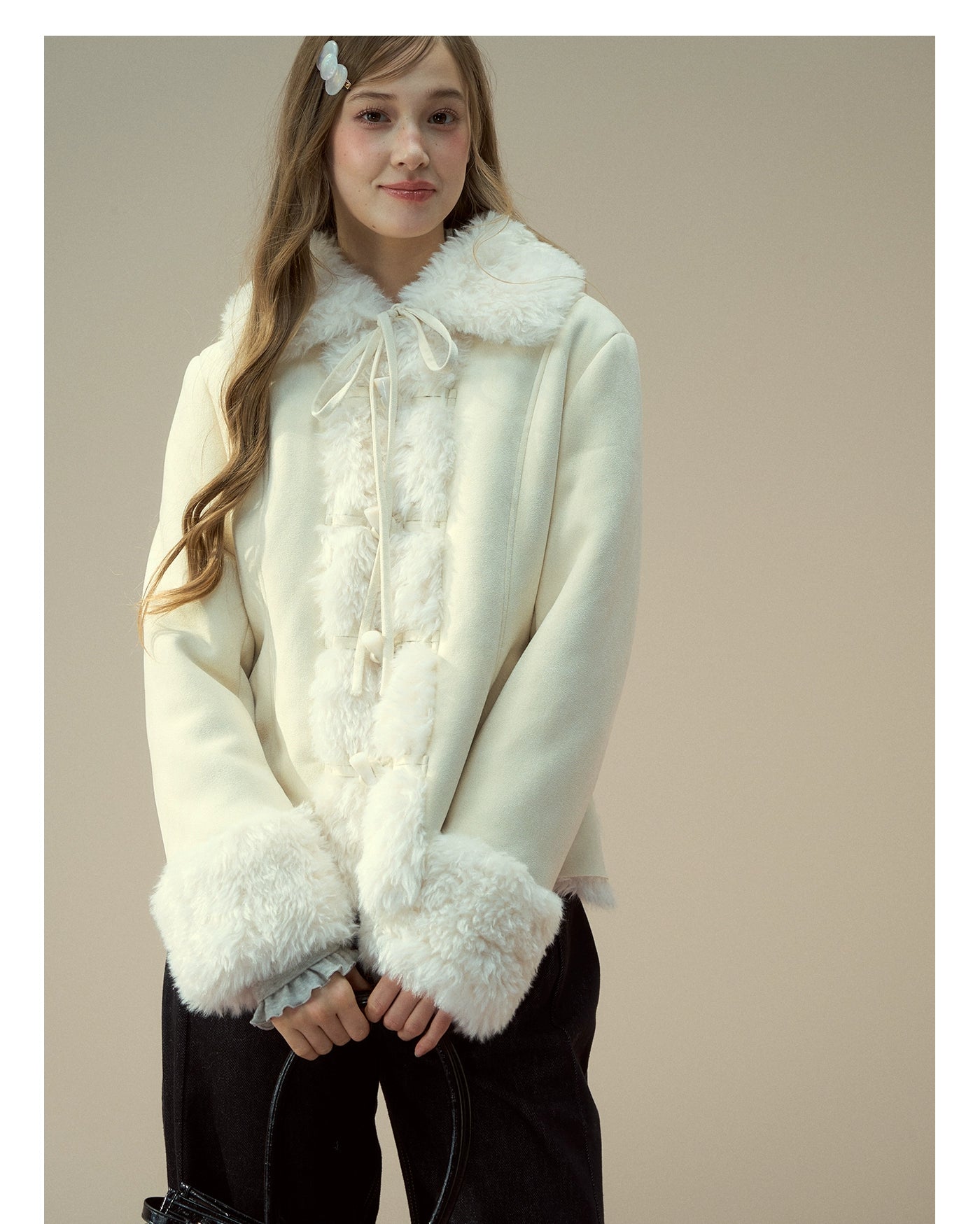 Vintage Faux Suede Shearling Toggle Jacket - CHINASQUAD