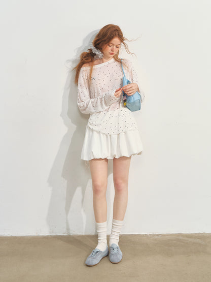 White Ballet-style Puff Midi Skirt - CHINASQUAD