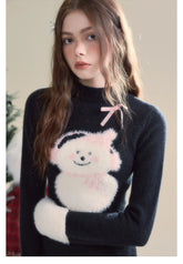 Black Snowman Mink Fur Sweater - CHINASQUAD