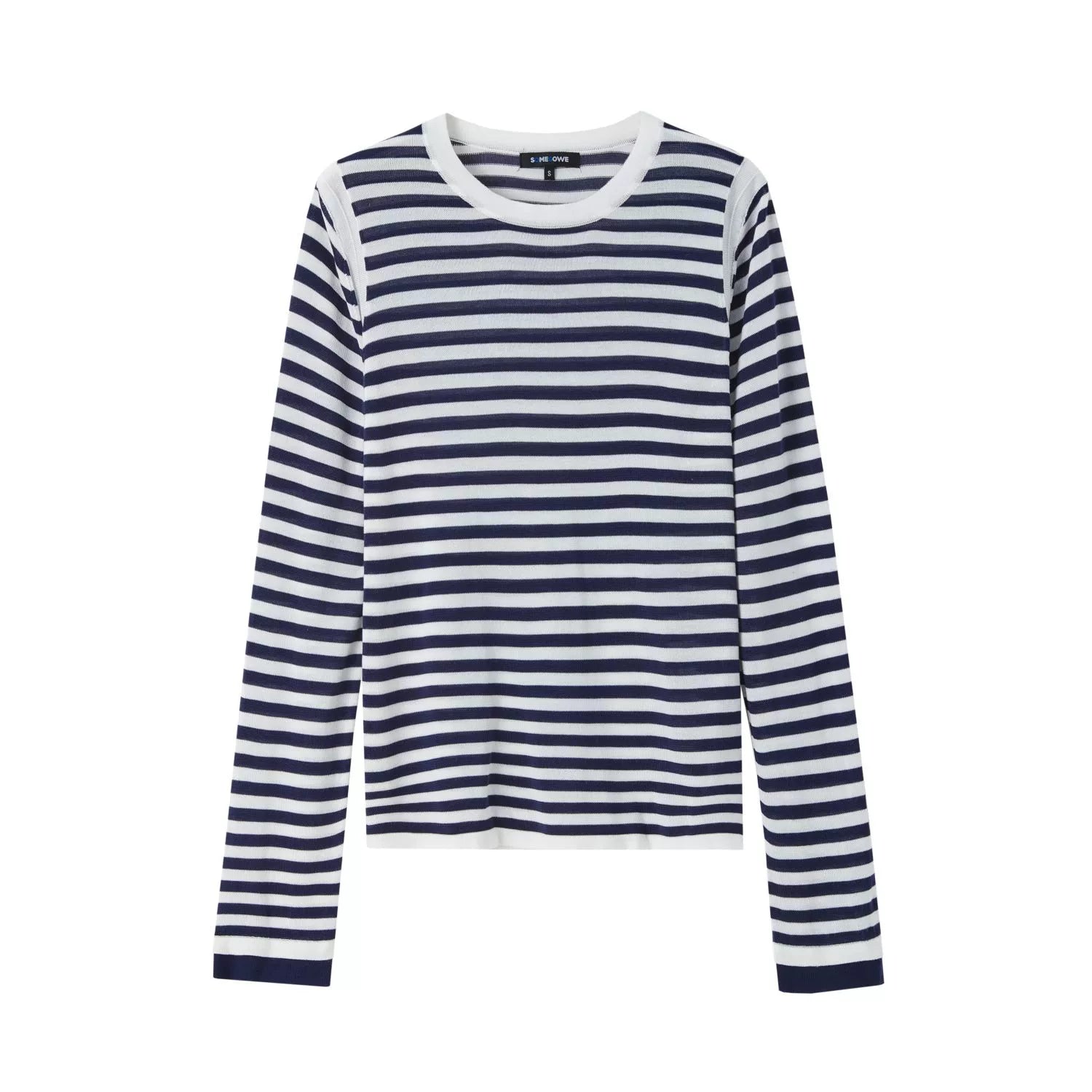 Black &amp; White Striped Long-sleeve Knit Top