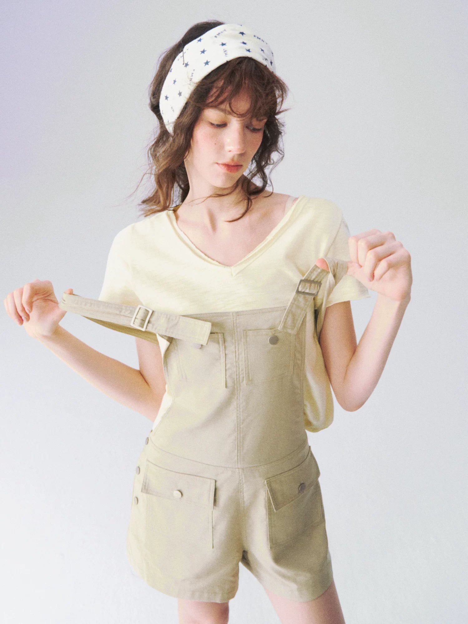 Slub Cotton Minimalist V-Neck Tee