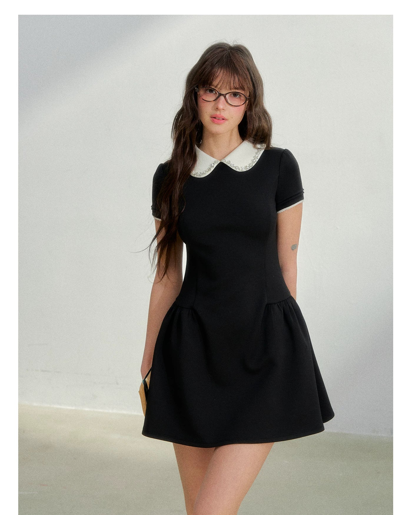 Vintage Crystal Collar Air Layer Princess Dress