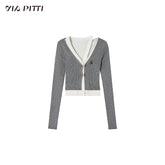 (Final Sale) 2-in-1 Long-sleeve Knitted Cardigan - CHINASQUAD