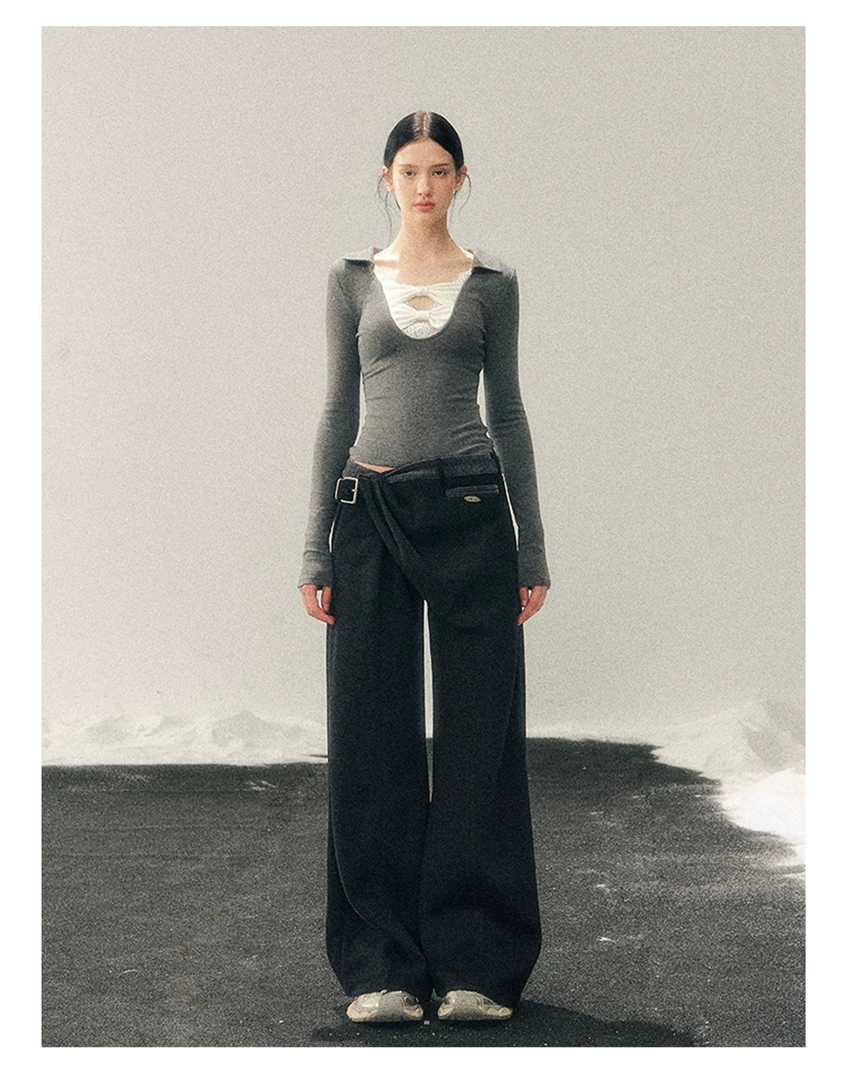 Korean Fleece-Lined Wide-Leg Pants