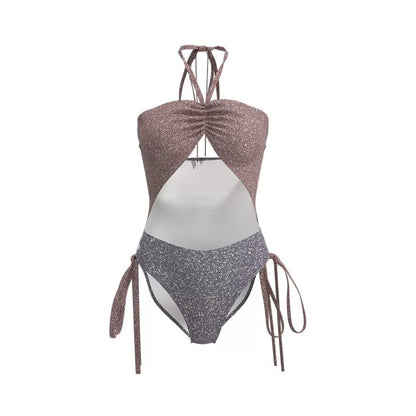 Bling Drawstring One-Piece Swimsuit