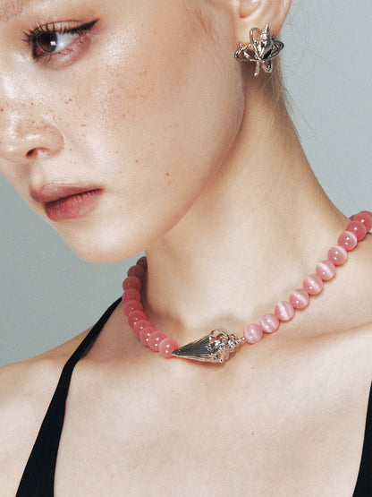 Seashell Star Pink Crystal Choker Necklace