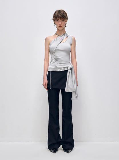 Irregular Slanted Single Shoulder Vest