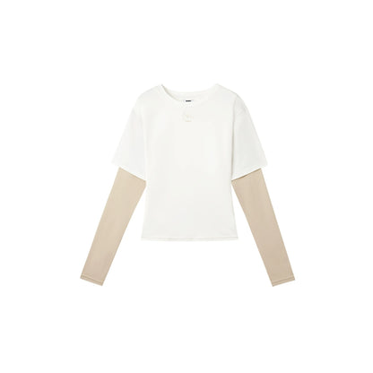 Contrast Paneled Long-Sleeve Tee