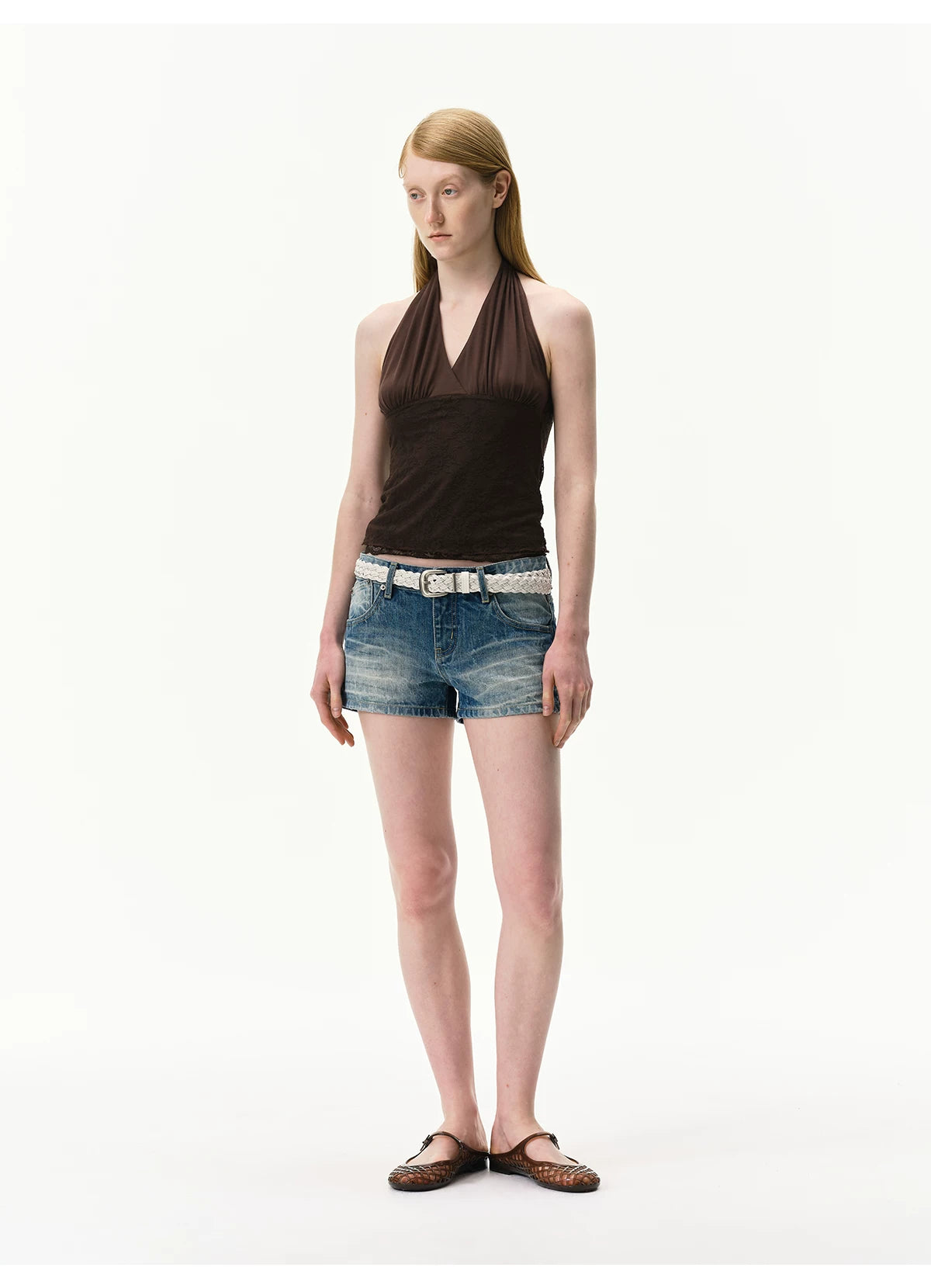 Lyocell Lace Panel Halter Top