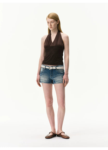 Lyocell Lace Panel Halter Top