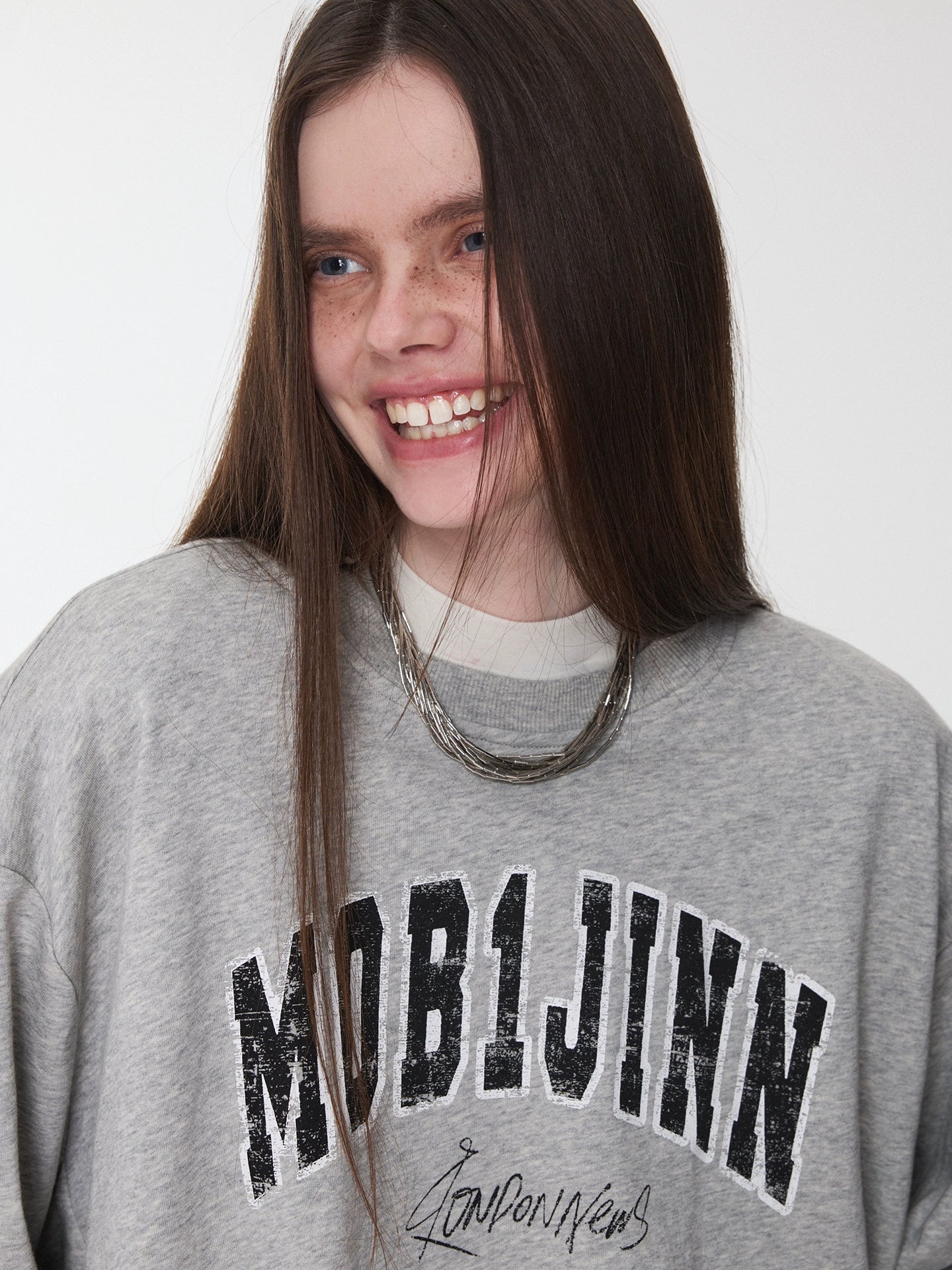 Vintage Letter Print Oversized Sweatshirt