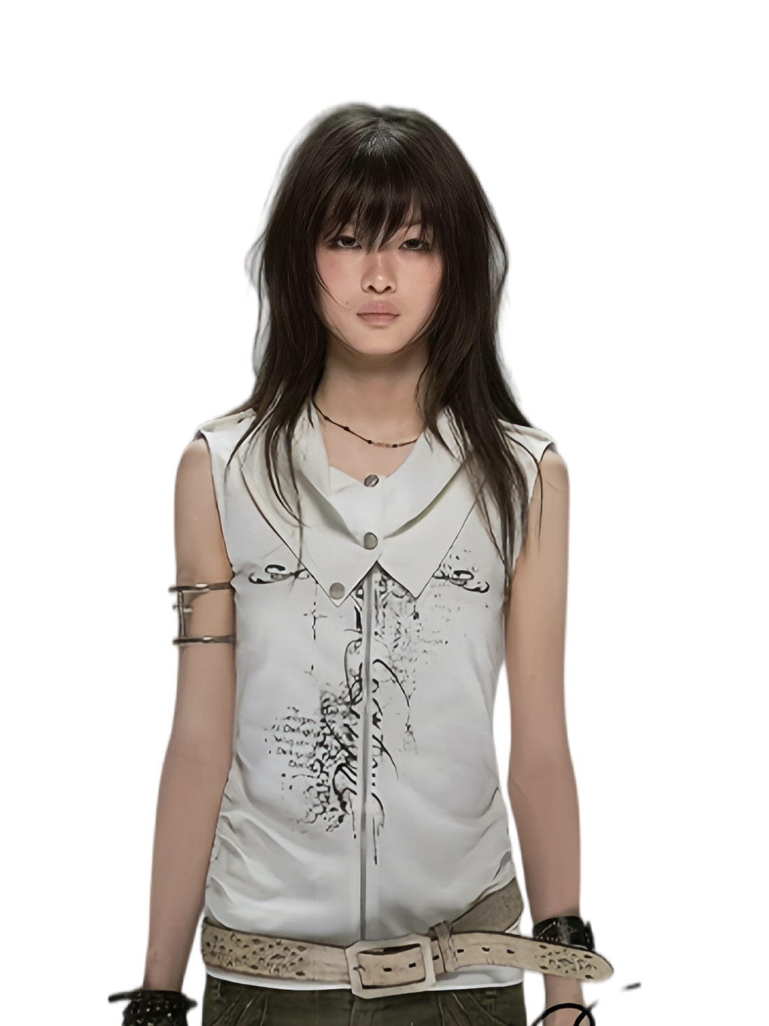 Cest Nous Cross Print Zip Vest – Vests