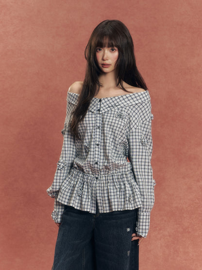 One-Shoulder Convertible Waist-Cinched Shirt