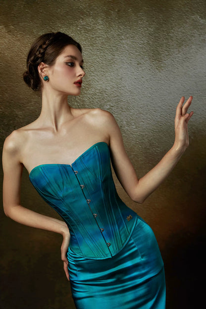 French Costume-Inspired Corset &amp; Satin Mermaid Skirt Set