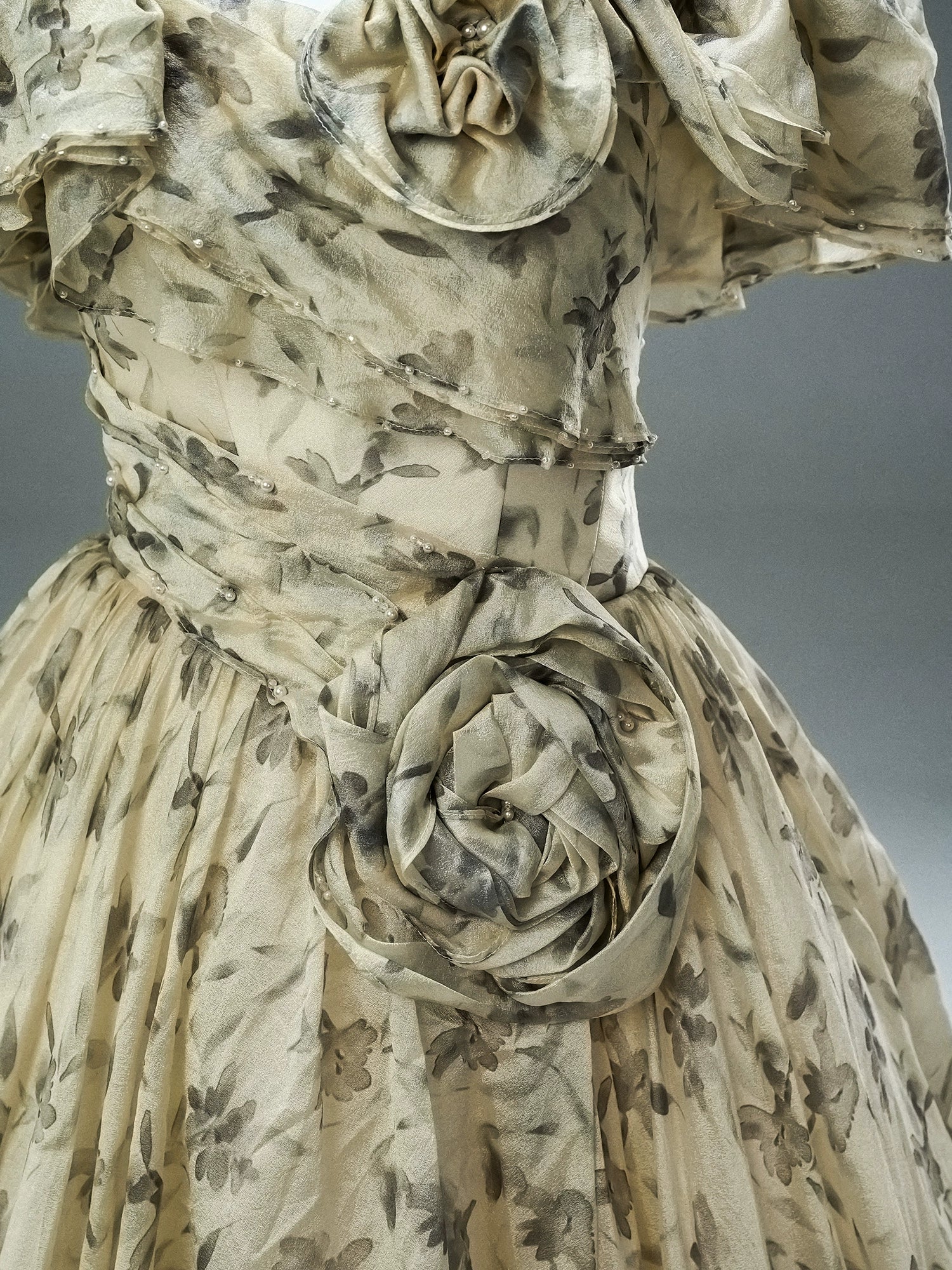 Vintage Sheer Flora Tulle Couture Gown