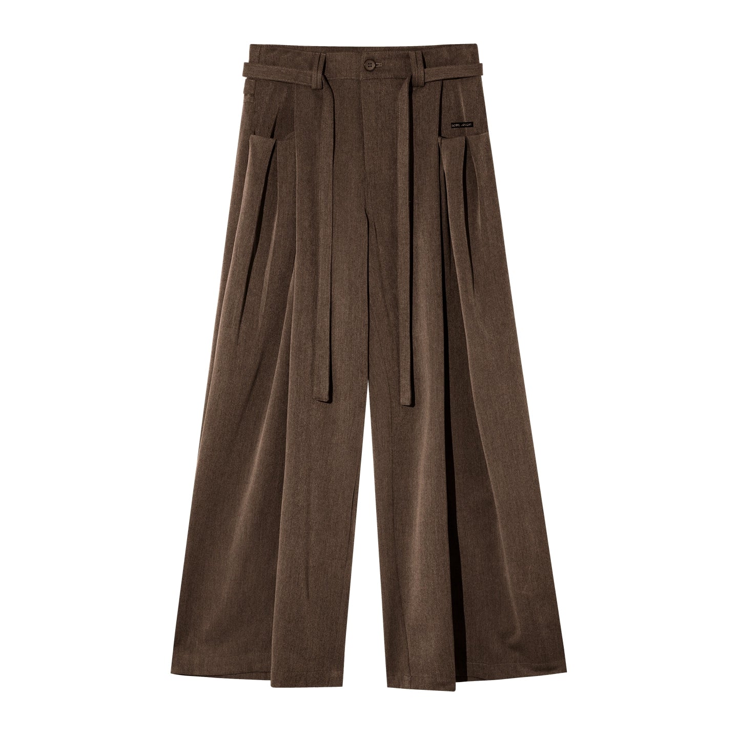 Pleated Tie-Waist Wide-Leg Trousers
