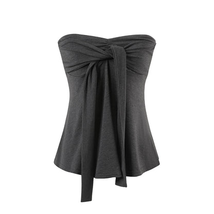 Layered Ruffle-Edge Cardigan &amp; Tube Top Set