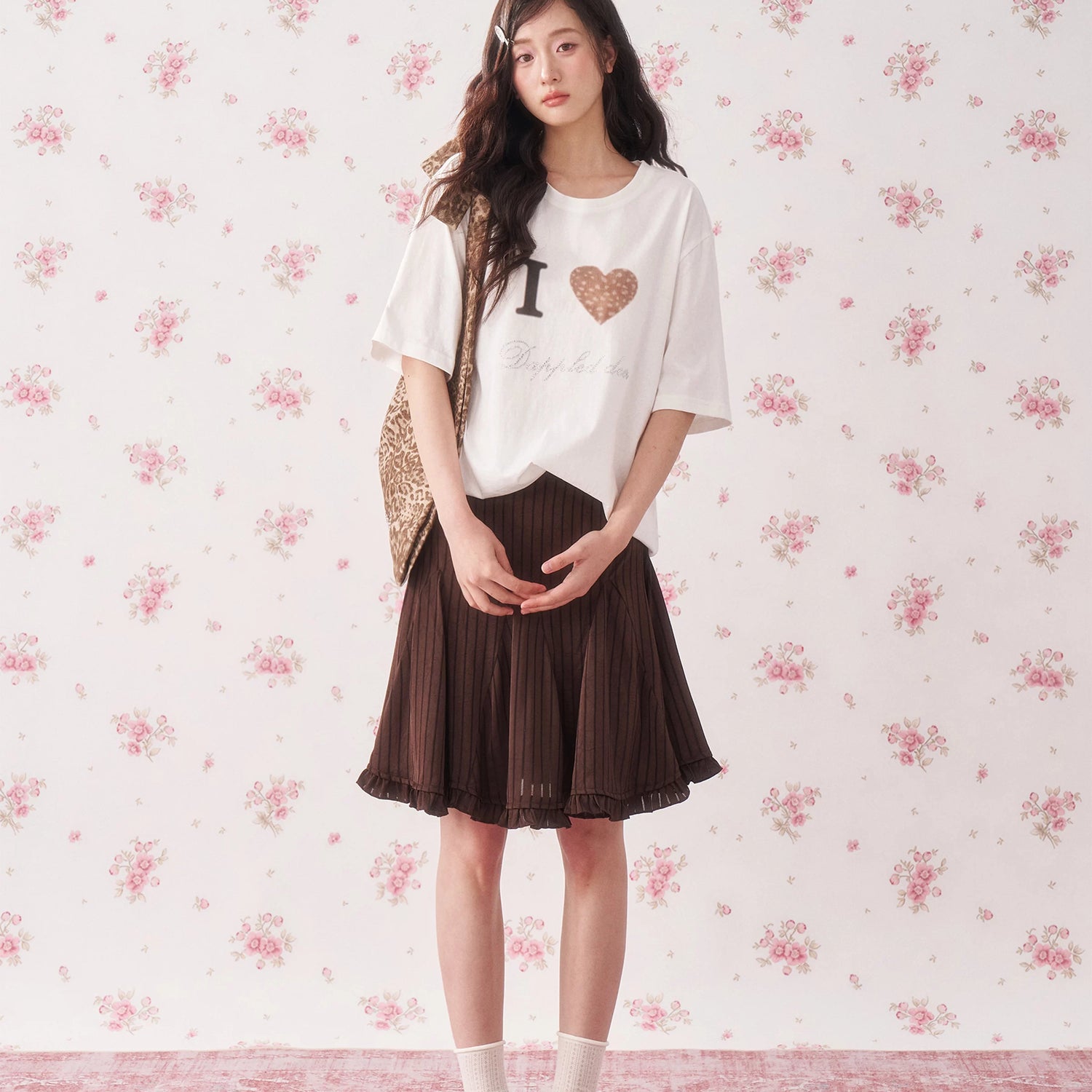 Rhinestone Deer Heart Relaxed Fit T-Shirt