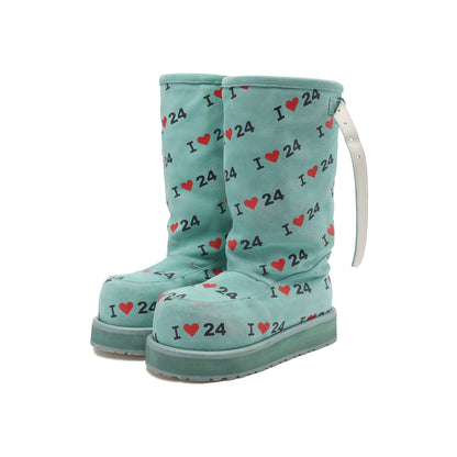 Letter Print Suede Snow Boots