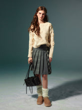 Beige Vintage Knitted Hollow-out Sweater - CHINASQUAD