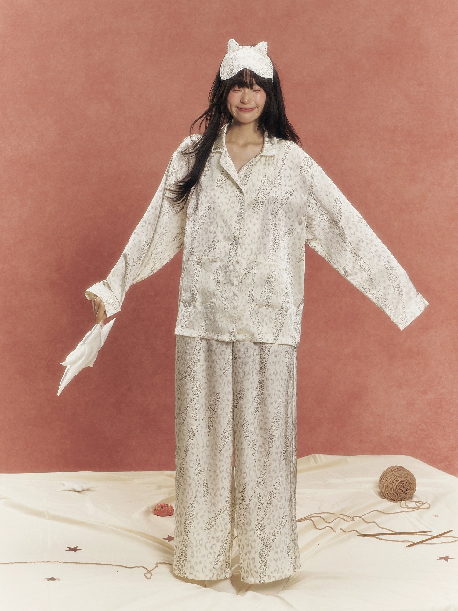 Glossy Satin Leopard Print Pajama Set