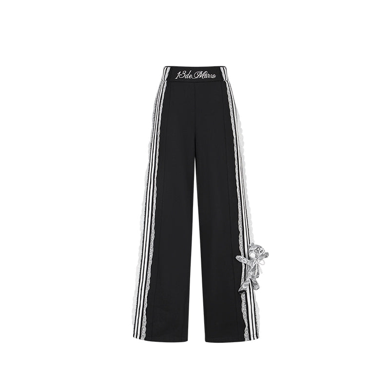 Lace Panel Relaxed Sweatpants Set