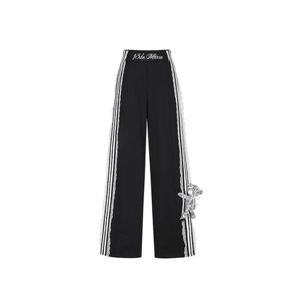 Lace Panel Relaxed Sweatpants Set