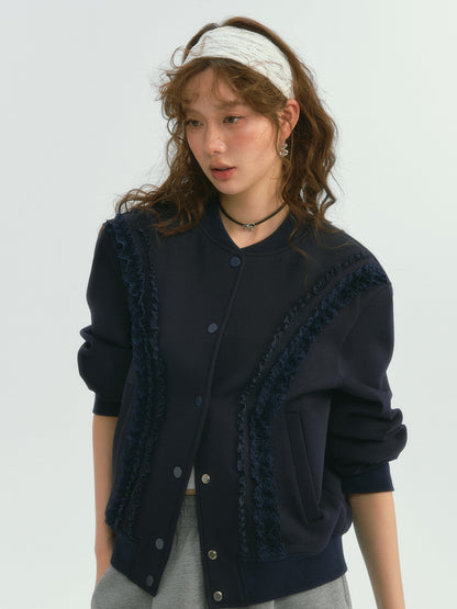 Lace Trim Baseball Jacket