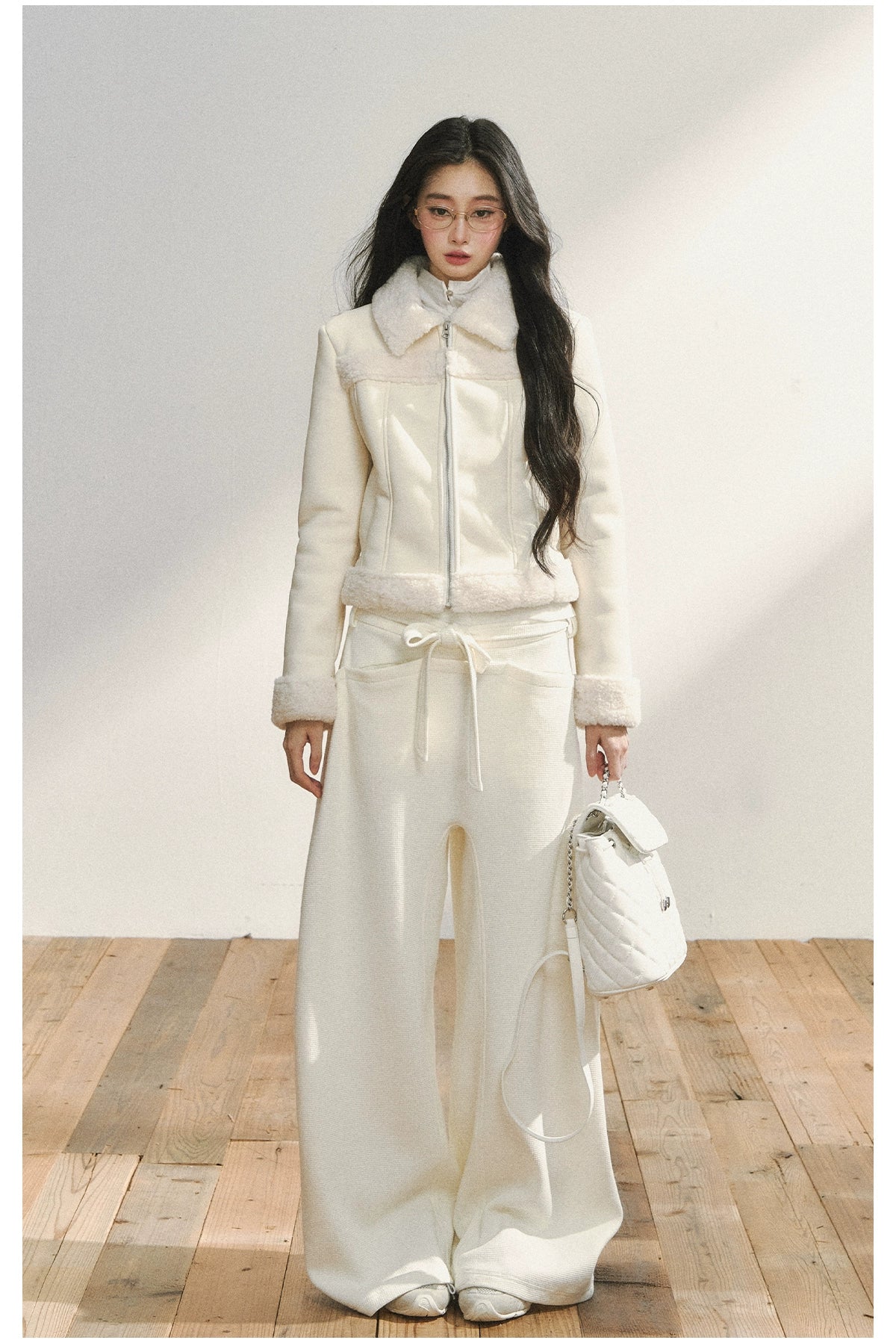 White Minimalist Relaxed Draped Pants