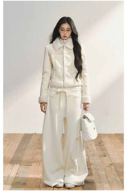 White Minimalist Relaxed Draped Pants