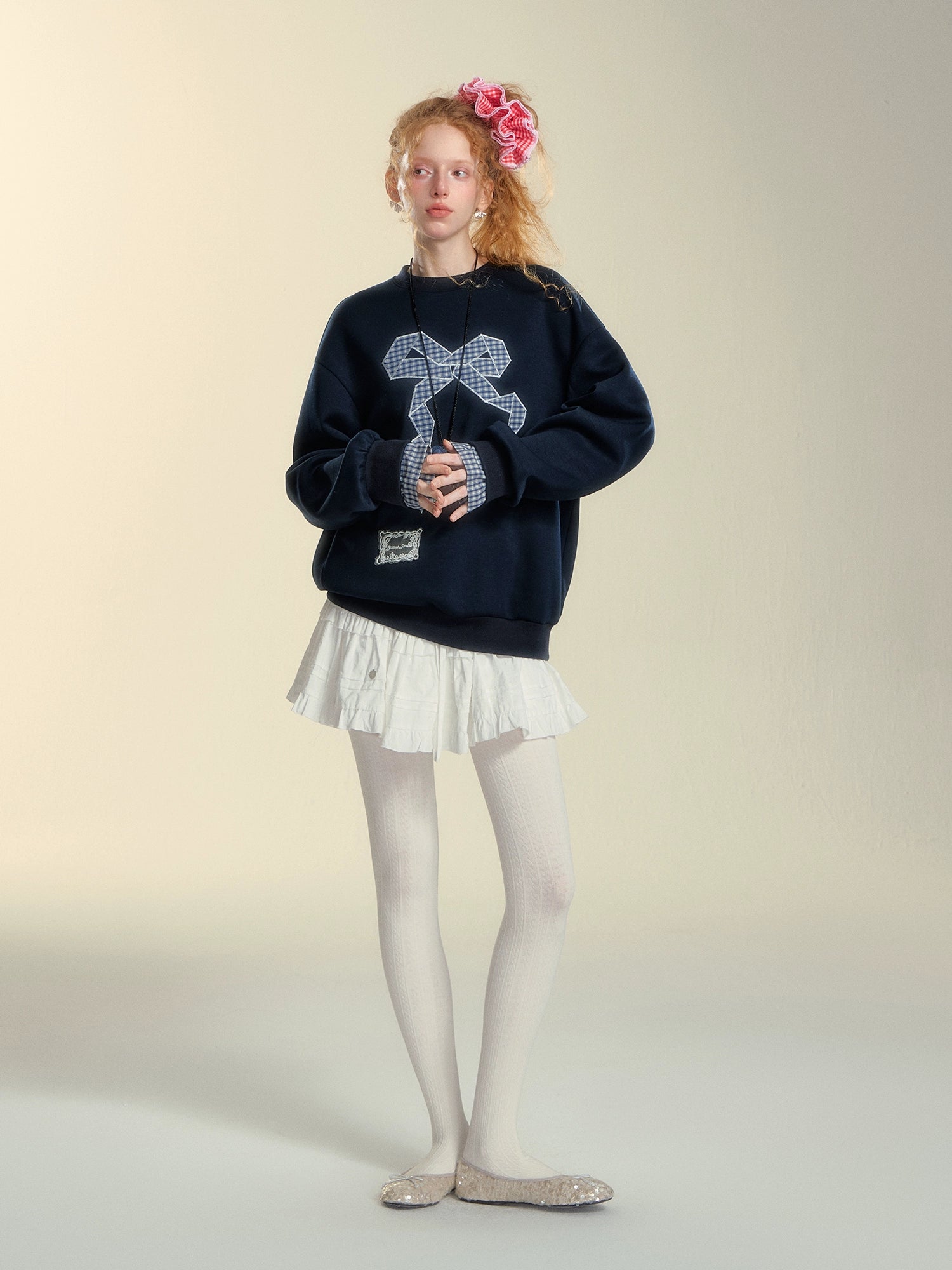 Embroidered Origami Bow Sweatshirt