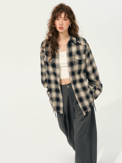 Retro Tassel Checkered Shirt - CHINASQUAD