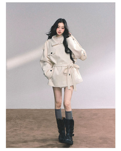 French British-Style Relaxed Wool Coat