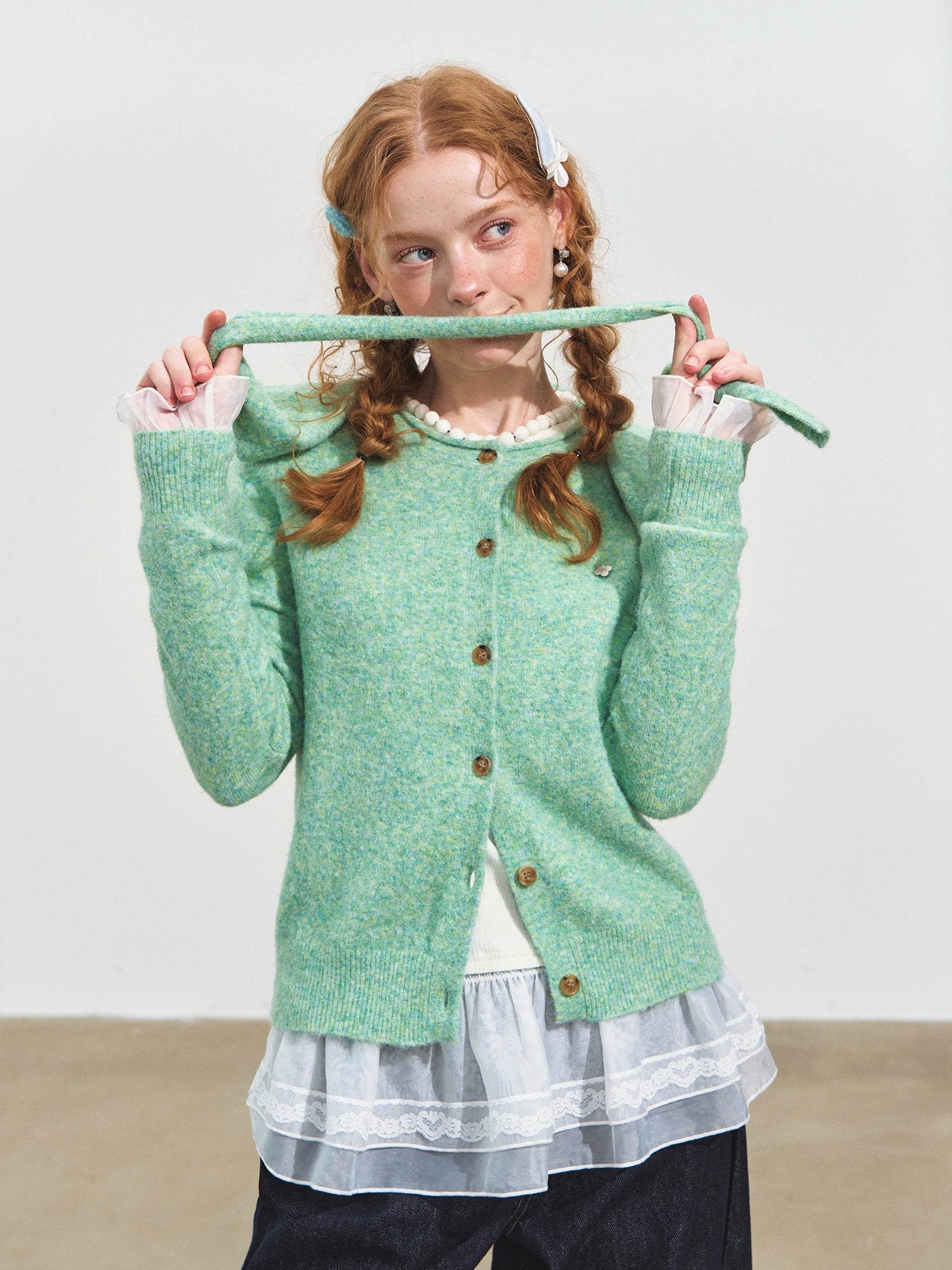 Hooded Shawl-Collar Knit Cardigan